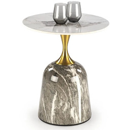 Edinos Okrągły kawowy stolik marmur + złoty E2-P75