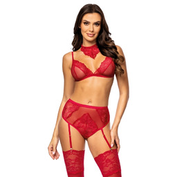 Komplet koronkowej bielizny z pasem do pończoch