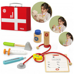 Zestaw Viga Drewniany małego lekarza w walizce