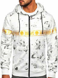 Biała rozpinana bluza męska z kapturem Denley 27B8125