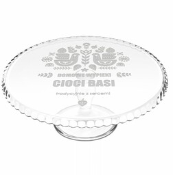 Patera szklana do ciasta z grawerem dla cioci
