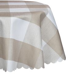 Okrągły obrus w kratę beżowy śr. 100 cm