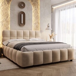 Łóżko tapicerowane z pojemnikiem 4583P 160x200 Welur Beżowy