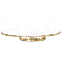 Szklana patera na tort obrotowa podstawka złota glamour