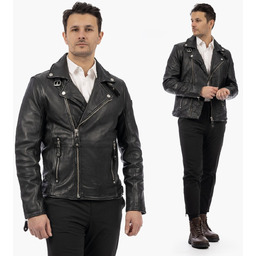 Kurtka Męska Mauritius Ramoneska Elegancka Skóra Naturalna Czarna