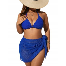 SHEIN GRANATOWY STRÓJ KĄPIELOWY ZE SPÓDNICZKĄ PLUS SIZE