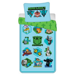 Pościel dla dzieci 140x200 Minecraft Lets Play niebieska