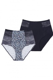 Wysokie figi damskie (2 pack) z koronką po