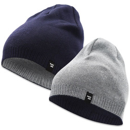 Czapka Dwustronna, Granatowo-Szara Ciepła, Jesienno-Zimowa, Beanie -Pako Jeans