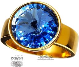 Kryształy Piękny Pierścionek Sapphire Złote Srebro