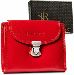 Skórzany portfel damski z ozdobnym zapięciem Rovicky