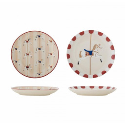 Bloomingville CHRISTMAS MERRY-GO Świąteczne Talerze Deserowe 16 cm