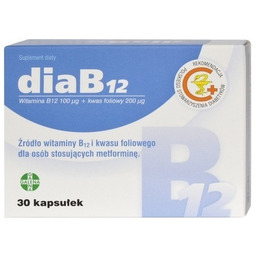 DiaB12 Witamina B12 + Kwas foliowy, 30 kapsułek
