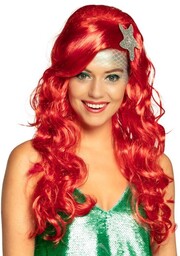 Peruka Długa Czerwona Syrenka 85051 Ariel