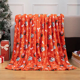 Koc bożonarodzeniowy z mikrofibry czerwony KFJ-14