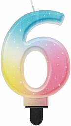 Świeczka cyferka pastelowa ombre - 6 - sześć
