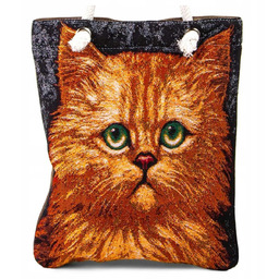 Torebka Torba Gobelin Shopper Duża Motyw Kota Tkanina