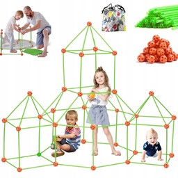 Klocki Konstrukcyjne Słomki Rurki Patyczki Zestaw Kreatywny