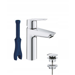 Bateria umywalkowa stojąca z korkiem Grohe Start srebrny