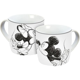 Filiżanka Mickey Kiss Sketch srebrno-szara 300 ml, porcelanowa