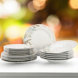 Serwis Obiadowy Porcelanowy Zestaw Talerzy Biały Na 6