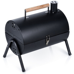 Grill węglowy stalowy z kominem podwójny ruszt przenośny