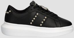 JUST CAVALLI Czarne skórzane sneakersy FONDO URSA DIS.