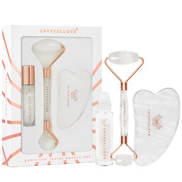 CRYSTALLOVE Clear Quartz Beauty Set Zestaw roller