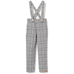 Spodnie chłopięce z szelkami, szara pepitka 128/134