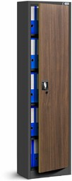 Szafa metalowa jednodrzwiowa Alex: antracytowa-orzech 45x185, biurowa, bhpcm