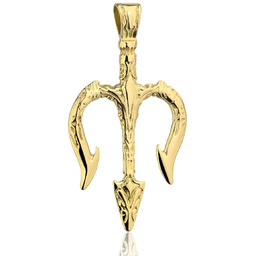 Zawieszka symbol Posejdona trójząb srebrny pozłacany