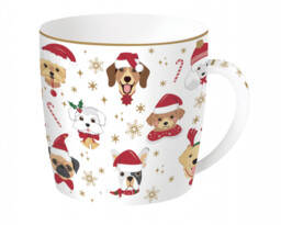 KUBEK PORCELANOWY w PUSZCE Christmas Friends Dogs PSY