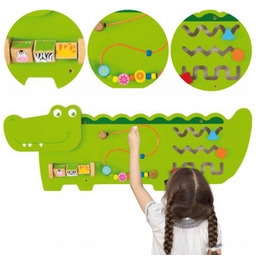 Viga Tablica Edukacyjna Manipulacyjna Sensoryczna Drewniana Krokodyl