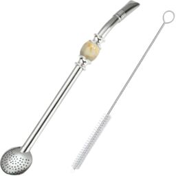 Bombilla z kremowym kamieniem 21cm + czyścik