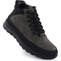 Trapery ocieplane sznurowane męskie szare Unisoft 25MN02-9434