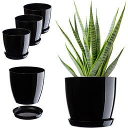 Doniczka Agen z podstawką czarna 20 cm, 3