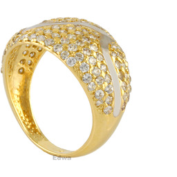 Pierścionek złoty z cyrkoniami i białym złotem pr.585