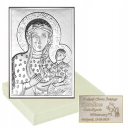 Srebrny Obrazek Matka Boska Częstochowska Grawer