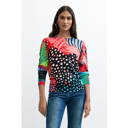 Desigual sweter z kolorowym nadrukiem