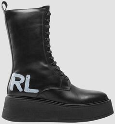 KARL LAGERFELD Czarne skórzane botki ZEPHYR