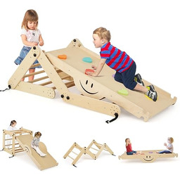 COSTWAY Rusztowanie wspinaczkowe do wnętrz, trójkąt do wspinaczki