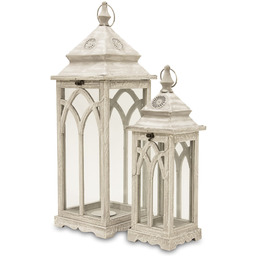 Lampion latarnia drewniana komplet szary 2 szt 69/50