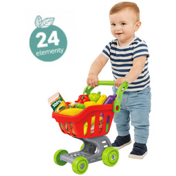 WÓZEK KOSZYK SKLEPOWY DLA DZIECI ZABAWKA Z PRODUKTAMI