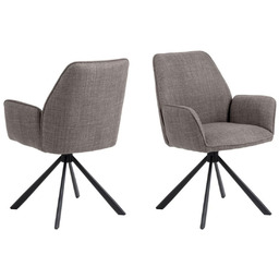 Krzesło obrotowe do jadalni, tapicerowane Glenda, jasnoszare (07482)