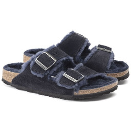 Klapki ocieplane Birkenstock Arizona VL Shearling Midnight skóra