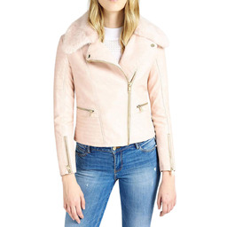 Kurtka damska Guess Tasha ramoneska biker pudrowy róż