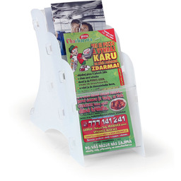 Plastikowy stojak na ulotki, stołowy, 3x DL, szary