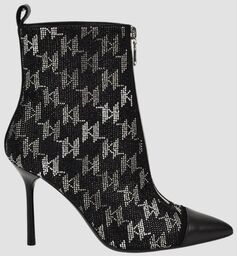 KARL LAGERFELD Czarne skórzane botki na szpilce Ankle