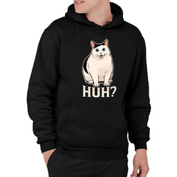 Huh? - biały kot - męska bluza