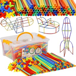 Klocki Konstrukcyjne Słomki 800 El. Zestaw Kolorowe Rurki